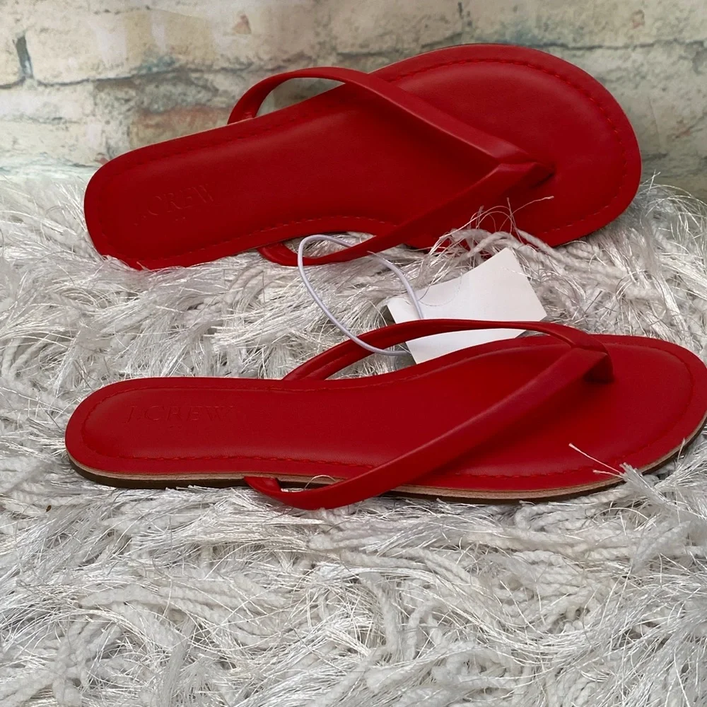 New J. Crew Fire Cracker Red Flip Flops - Picture 5 of 7